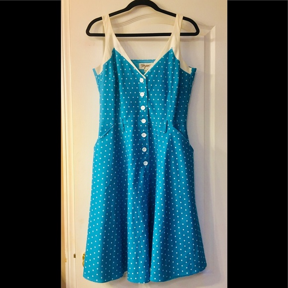 Tatyana Dresses & Skirts - Tatyana Boutique Retro 50’s Blue Polka Dot Dress